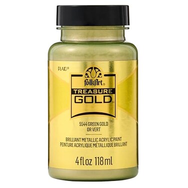 FolkArt Treasure Brilliant Metallic Paint 4 oz Green Gold