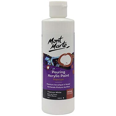 Mont Marte Premium Pouring Acrylic Paint 240ml 811oz Titanium White PreMixed Acrylic Paint Suitable for a Variety of Surfaces Including Stretched Canvas Wood MDF and Air Drying Clay