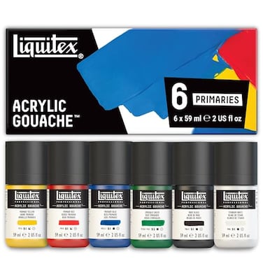 Liquitex Professional Acrylic Gouache Paint 6 x 59ml 2oz Primaries Set