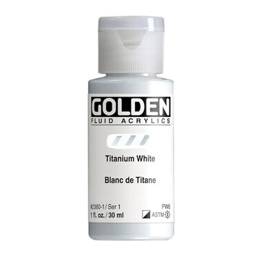 GOLDEN Fluid Acrylics Titanium White 1 fl oz Bottle Professional Acrylic Paint SemiOpaque