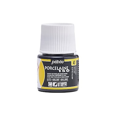 Pebeo Porcelaine 150 WaterBased HighGloss Color Porcelain Paint 45 ml Bottle Abyss Black
