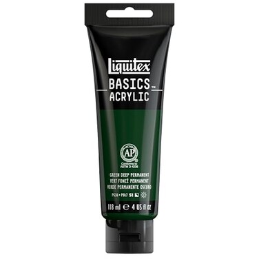 Liquitex BASICS Acrylic Paint 118ml 4oz Tube Permanent Green Deep