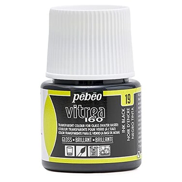 Pebeo Vitrea 160 Glossy Glass Paint 45 ml Bottle Ink Black
