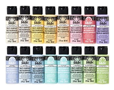 FolkArt Multi Surface Acrylic Paint Set Pastel Colors Count 2 Fl Oz Pack of 16