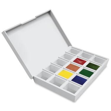 Daniel Smith Hand Poured Watercolor Half Pans Sketcher Set with 6 Watercolor Half Pans 9 Empty Half Pans 1 Travel Case total 16 pieces 285650005
