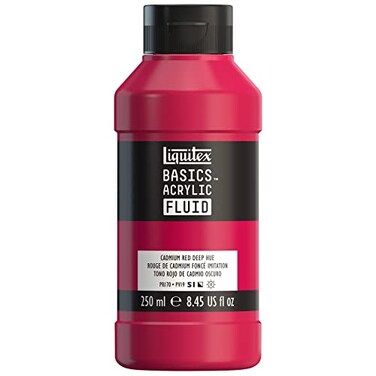 Liquitex BASICS Acrylic Fluid Paint 250ml 85oz Bottle Cadmium Red Deep Hue