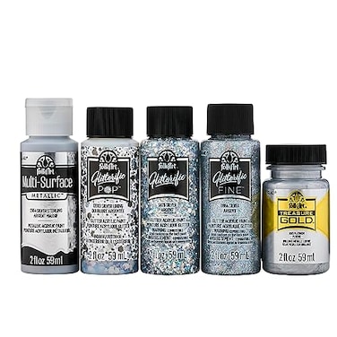 FolkArt Best of Silvers Acrylic Craft Paint Set Featuring 5 Premium Silver Paint Formulas 96423