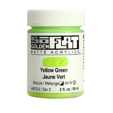GOLDEN SoFlat Matte Acrylics Yellow Green 2 fl oz Jar Professional Acrylic Paint SemiOpaque