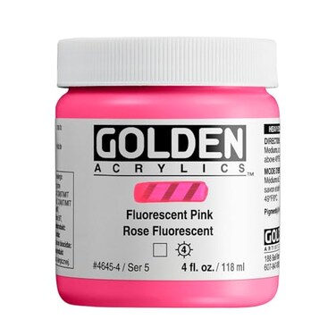 GOLDEN Heavy Body Acrylics Fluorescent Pink 4 fl oz Jar Professional Acrylic Paint Transparent