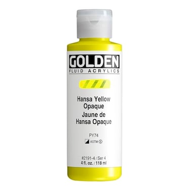 GOLDEN Fluid Acrylics Hansa Yellow Opaque 4 fl oz Bottle Professional Acrylic Paint SemiOpaque
