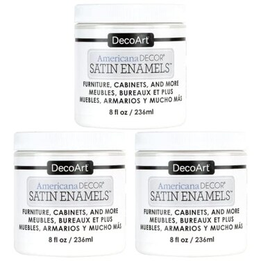 DecoArt Americana Decor Satin Enamels Acrylic Paint Pure White ADSA02 8 fl oz Jar 3 Pack