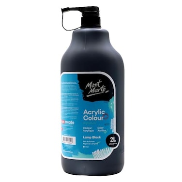 Mont Marte Discovery School Acrylic Black 12 Gallon 2 Liter Ideal for Students and Artists Excellent Coverage and Fast Drying Pump Lid Included