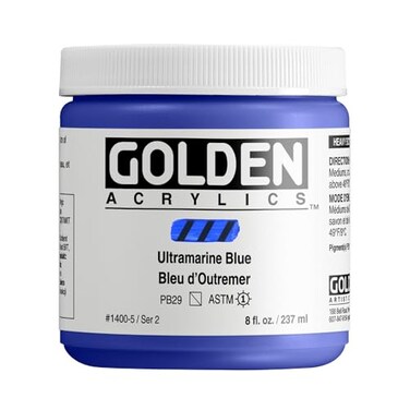 GOLDEN Heavy Body Acrylics Ultramarine Blue 8 fl oz Jar Professional Acrylic Paint SemiTransparent