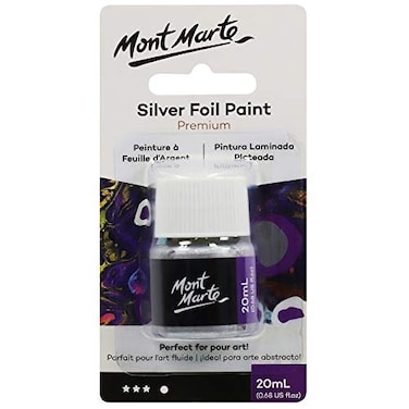 Mont Marte Premium Silver Foil Paint 067oz 20ml Suitable for Pour Painting High Pigment Level Shimmering Color