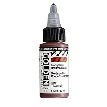GOLDEN High Flow Acrylics Transparent Red Iron Oxide 1 fl oz Bottle Professional Acrylic Paint Transparent