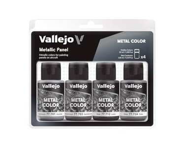 Vallejo Metallic Panel Set Metal Color Faithfully Reproduce Different Metallic Finishes Contains 4 Bottles x 32 ml 108 floz