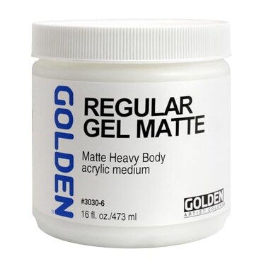 GOLDEN Regular Gel Matte by 16 fl oz Jar Professional Acrylic Gel Medium SemiTransparent