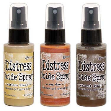 Ranger Tim Holtz Distress Oxide Sprays 3 Colors Including Antique Linen Tea Dye and Walnut Stain Bundle of 3 Items