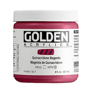 GOLDEN Heavy Body Acrylics Quinacridone Magenta 8 fl oz Jar Professional Acrylic Paint Transparent