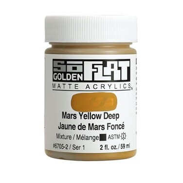 GOLDEN SoFlat Matte Acrylics Mars Yellow Deep 2 fl oz Jar Professional Acrylic Paint Opaque