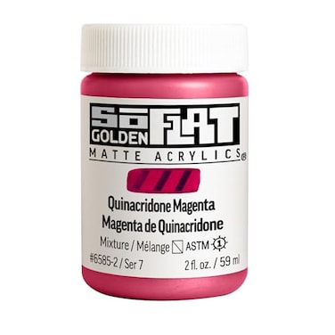 GOLDEN SoFlat Matte Acrylics Quinacridone Magenta 2 fl oz Jar Professional Acrylic Paint