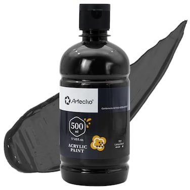 Artecho Black Acrylic Paint Large Bottle 500ml 17oz Craft Paint for Canvas Rocks Wood Fabric Ceramic NonToxic