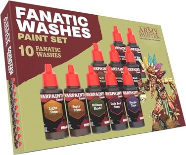 The Army Painter Warpaints Fanatic Washes Paint Set 10 x 18 mL Acrylic Paint Model Paint Washes and Shades for Miniature Models Warhammer DD Miniatures