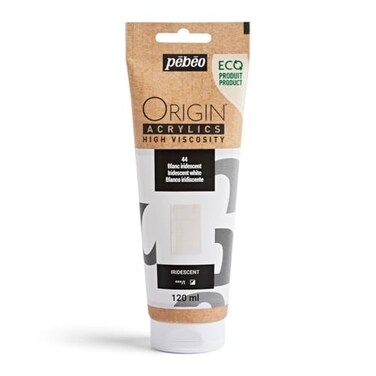 PEBEO Origin Ecodesigned Highviscosity Acrylic Paint High Pigment Concentration for Intense Color and Excellent Lightfastness 405 Fluid Ounces 120 ml Tube Iridescent White