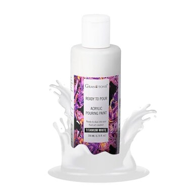 GRANOTONE Premium Acrylic Pouring Paint Titanium White Colour 676 fl oz 200 ml Ready to Use Superior High Flow Formula for Canvas Wood Paper Craft and Fluid Art Projects Made in India