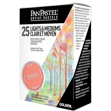 PanPastel Artist Pastels by GOLDEN Light and Medium Colors Set 25 Color Professional Artist Pastels Unique Pan Format cakelike