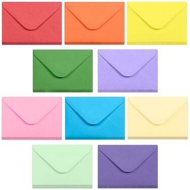 MATICAN Gift Card Envelopes Gummed 100Count Mini Envelopes Paper Business Card Envelopes Bulk Tiny Envelope Pockets for Small Note Cards 10 Colors 4 x 27 Inches