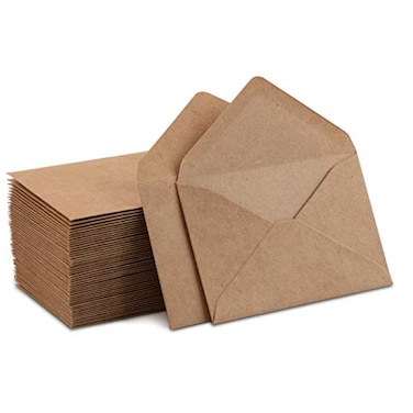 Purple Q Crafts Mini Kraft Envelopes 60 Pack 4 x 27 Small Gift Card Cash Envelopes for Notes Invitations Party Favors Weddings Holidays