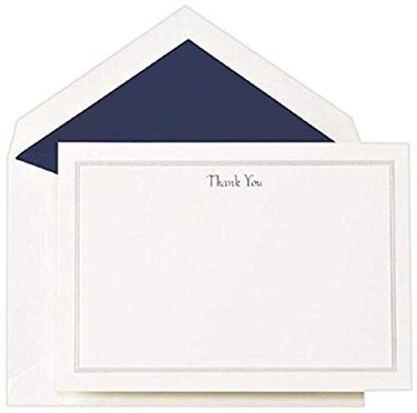 CraneCo. Crane Co Navy Triple Hairline Thank You Card CT3304 Pack of 10