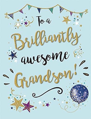 Piccadilly Greetings Group Ltd Gold Dust to A Brillinatly Awesome Grandson Great Value Birthday CardGreen8 x 6