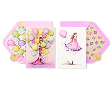 Papyrus Birthday Cards for Her Designed by Bella Pilar Pink Balloons 2Count