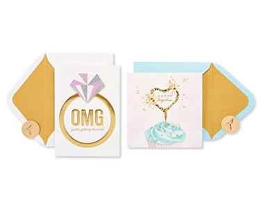 Papyrus Wedding or Bridal Shower Cards Cupcake and Ring 2Count