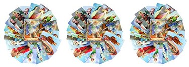 Autom 3 Packs of 54 Assorted Holy Cards with Catholic Saints and Prayers