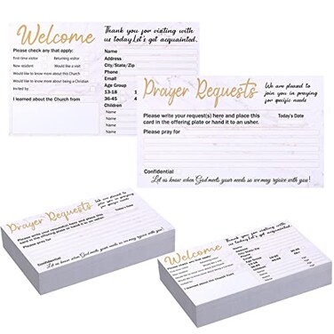 Fainne 200 Pack Church Visitor Cards 3 x 5 Inches Church Welcome Small Prayer Decorative Prayer Request Cards for Greeting Praying Marble
