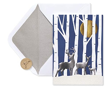 Papyrus Boxed Christmas Cards with Envelopes Thinking of You with Warmest Wishes Deer 12Count