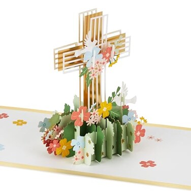 Hallmark Signature Paper Wonder Religious Pop Up Card Cross with Flowers for Birthdays Baptisms Confirmations