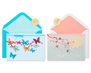 Papyrus Blank Cards with Envelopes Cherry Blossoms 2Count