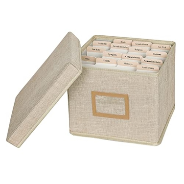 Lukeline Greeting Card Organizer and Storage Box with 15 Adjustable Dividers Stores 140 Cards Suitable for Storing Greeting Cards Envelopes Stickers Photos Notecards and More