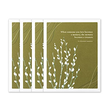 Compendium Positively Green 4Pack of Sympathy Cards When someone you love becomes a memory Four Cards Total One Design with Envelopes