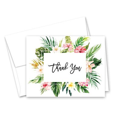InvitationHouse Tropical Floral Thank You Cards and Envelopes Set of 50