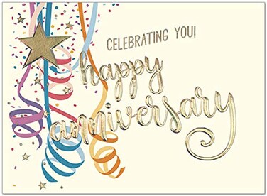 Posty Cards 25 Employee Anniversary Cards Fun Star and Confetti Design 26 Vanilla Envelopes FSC Mix
