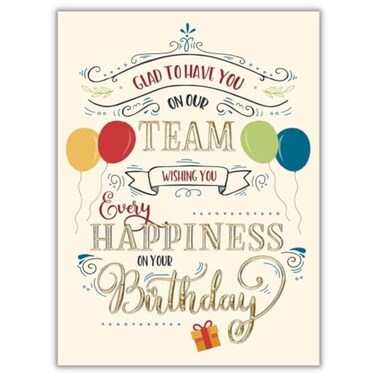 Posty Cards 25 Employee Birthday Cards Fun Typographic Design with Gold Foil Embossing 26 Vanilla Envelopes FSC Mix