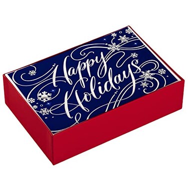 Hallmark Christmas Cards Boxed with Envelopes Happy Holidays 40 Blue Holiday Cards