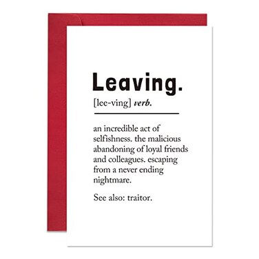 Ogeby Leaving Definition Card for Coworker Boss Funny Going Away Card for Him Her Leaving Greeting Card for Work Bestie Friend