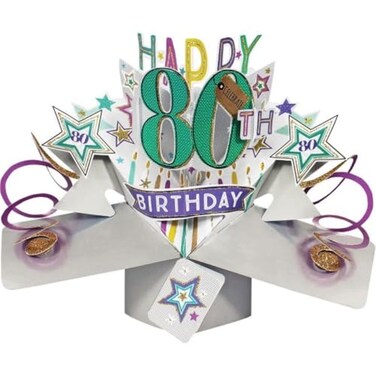 Second Nature Pop Ups Happy 80th Birthday PopUp Greeting Card Original Second Nature 3D Pop Up Cards