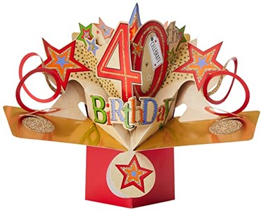 Second Nature Pop Ups Happy 40th Birthday PopUp Greeting Card Original Second Nature 3D Pop Up Cards